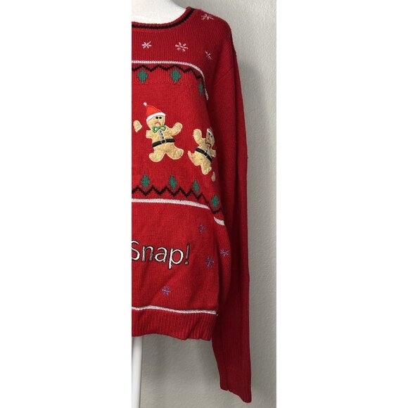 Jolly Sweaters Christmas Sweater Red Sz Large Gingerbread Man Theme - Picture 4 of 9